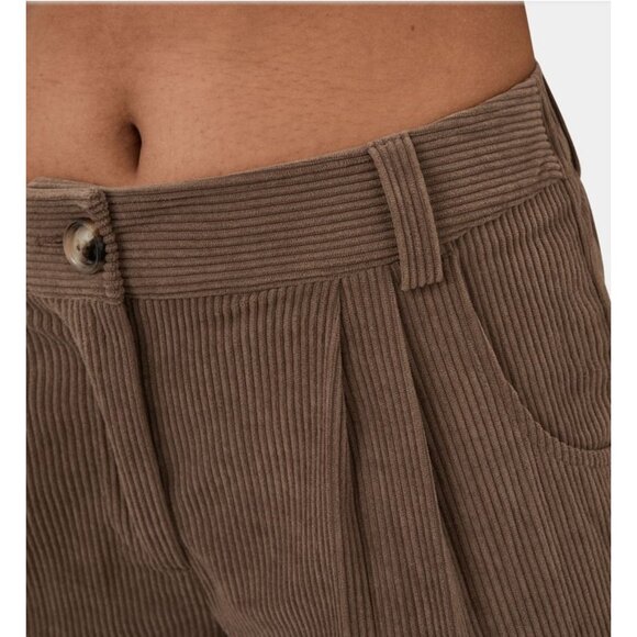Halara Mid Rise Corduroy Casual Pants Sz Medium Beige Pleated Button Zipper Side - Picture 7 of 11